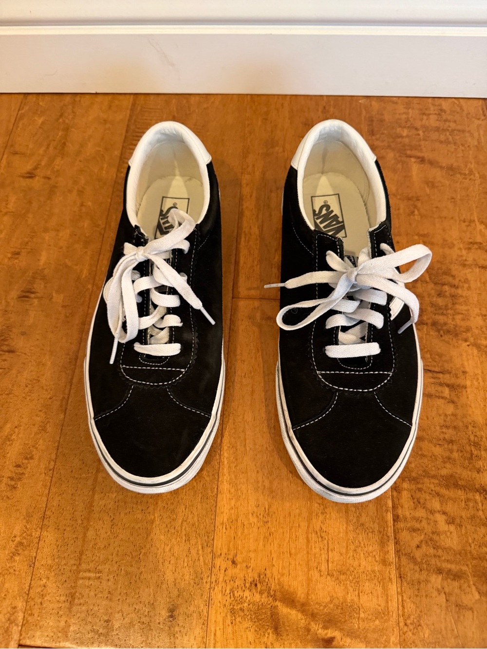 Vans Men’s Black Suede Low-Top Sneakers with White Laces